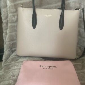 Kate Spade tan/black leather tote